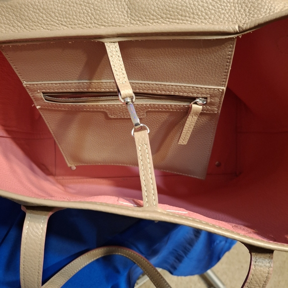 Lodis Tan and Pink Leather Tote Bag - Picture 7 of 9